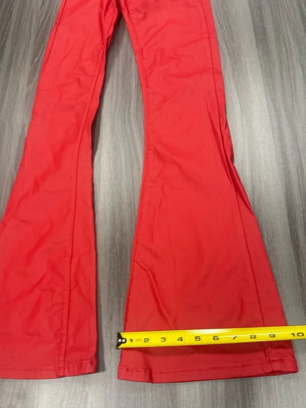 Edikte Luna Faux Leather Flare Jeans Pants in Red Size XS